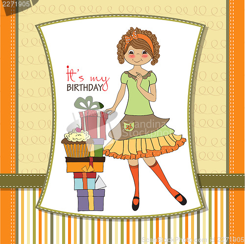 Image of pretty young girl with gift