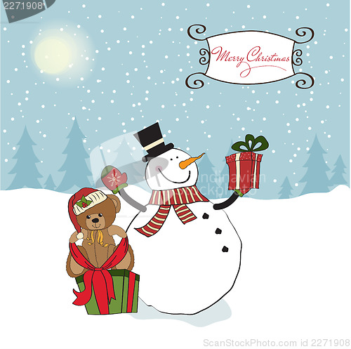 Image of Christmas greeting card with snowman