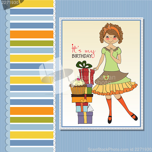 Image of pretty young girl with gift