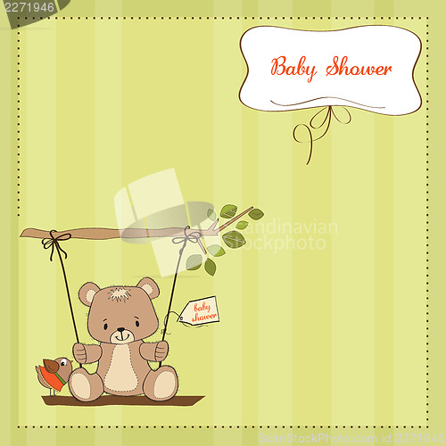 Image of baby greeting card with teddy bear