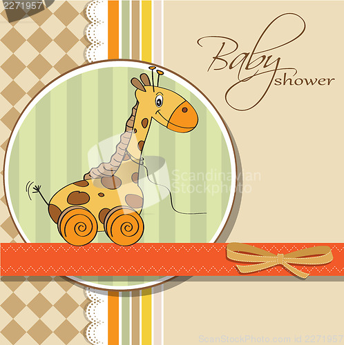 Image of Baby shower card with cute giraffe