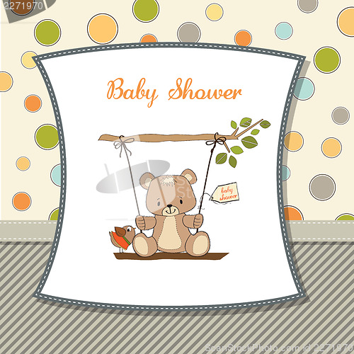 Image of baby greeting card with teddy bear