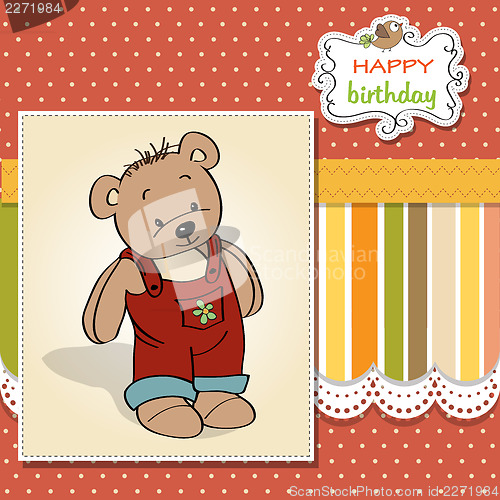 Image of birthday greeting card with teddy bear