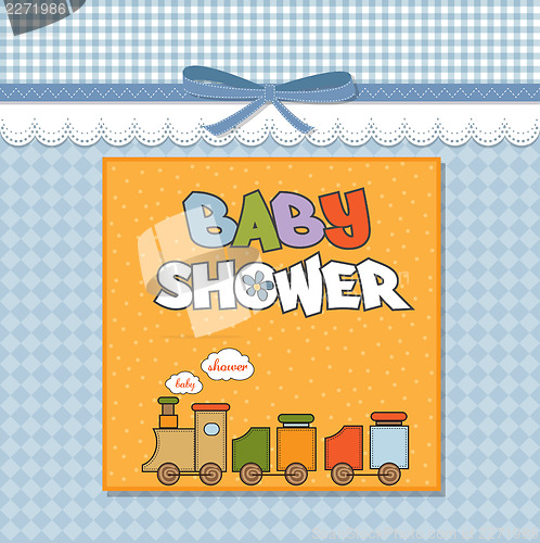 Image of baby  shower card with toy train