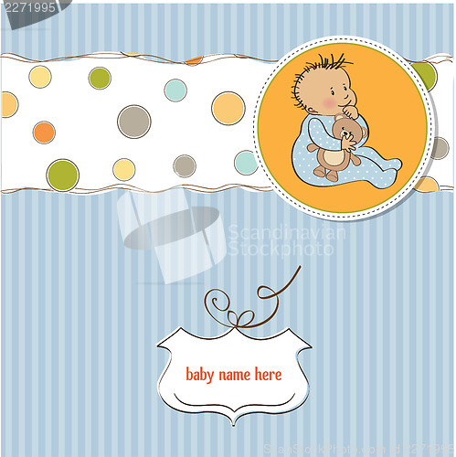 Image of baby announcement card with little boy