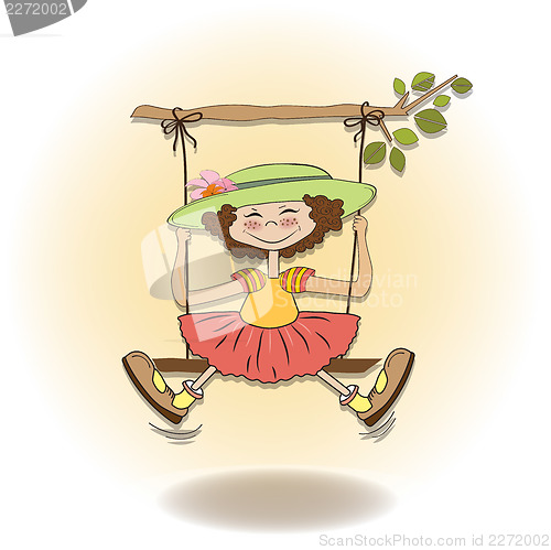 Image of funny girl in a swing