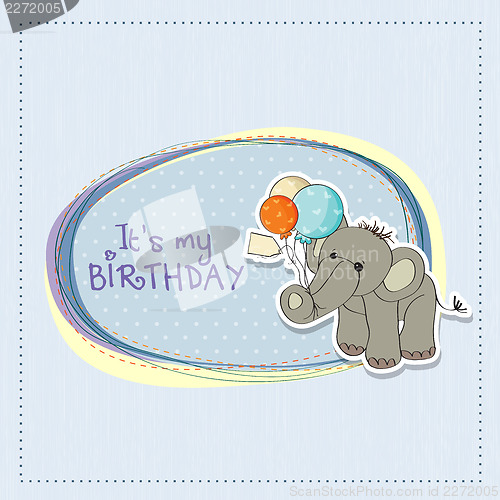 Image of baby boy birthday card with elephant