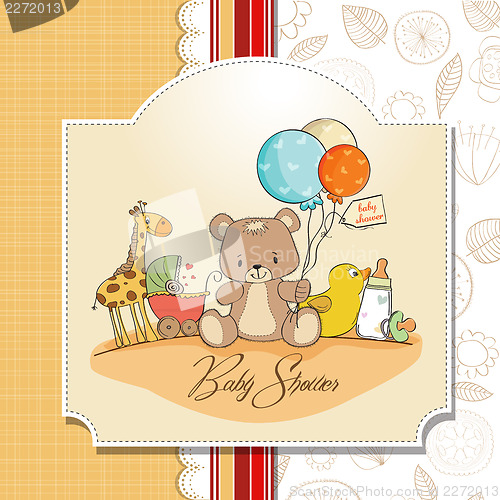 Image of baby shower card with toys