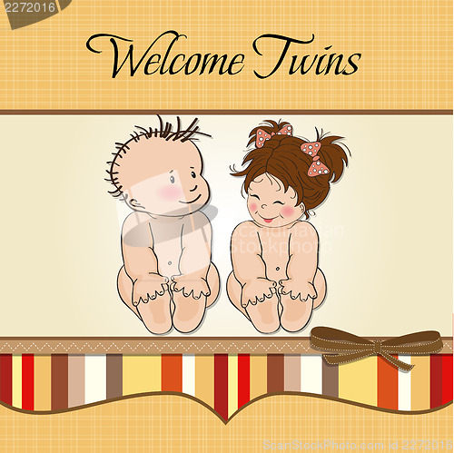 Image of baby twins shower card