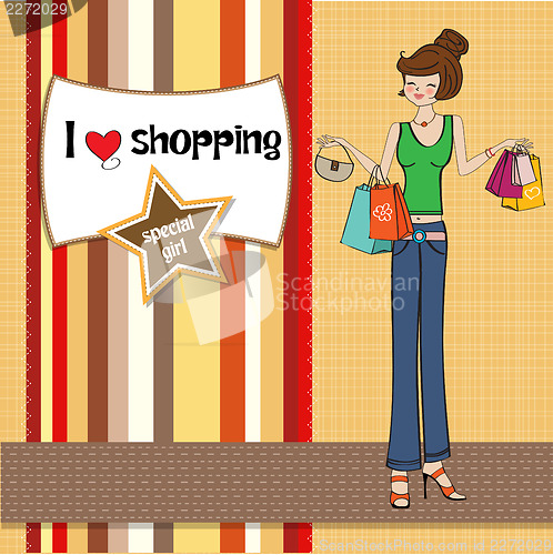 Image of pretty young lady at shopping