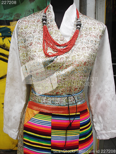 Image of Mannequin wearing colorful ethnic clothing