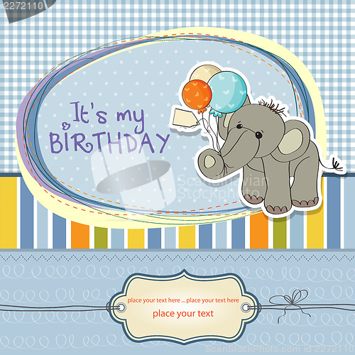 Image of baby boy birthday card with elephant