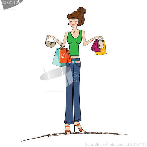 Image of pretty young lady at shopping