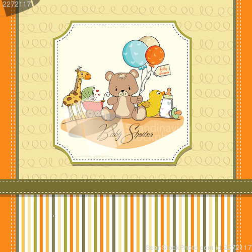 Image of baby shower card with toys