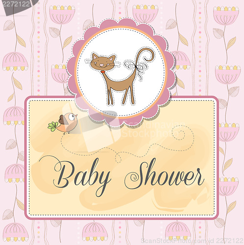 Image of new baby shower card with cat