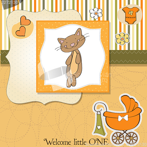 Image of new baby shower card with cat