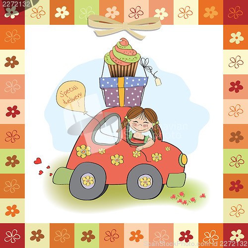 Image of birthday card with funny little girl