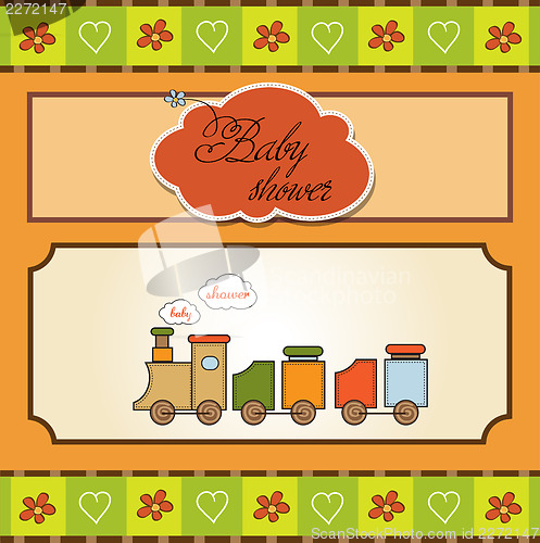 Image of baby  shower card with toy train