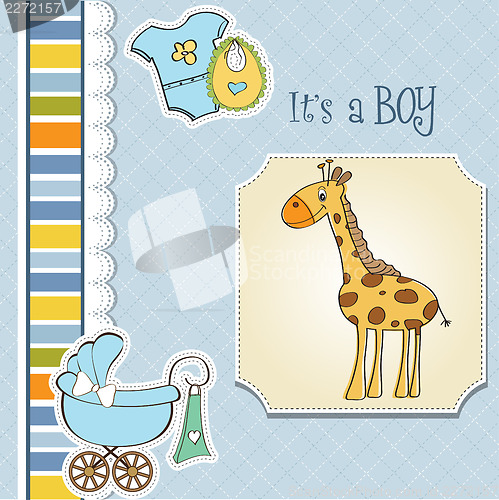 Image of new baby announcement card with giraffe