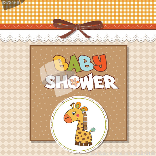 Image of new baby announcement card with giraffe
