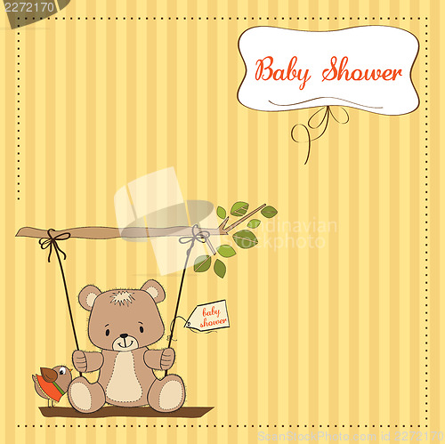 Image of baby greeting card with teddy bear