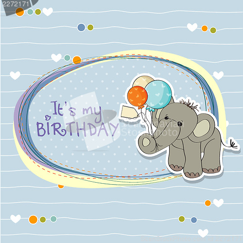 Image of baby boy birthday card with elephant