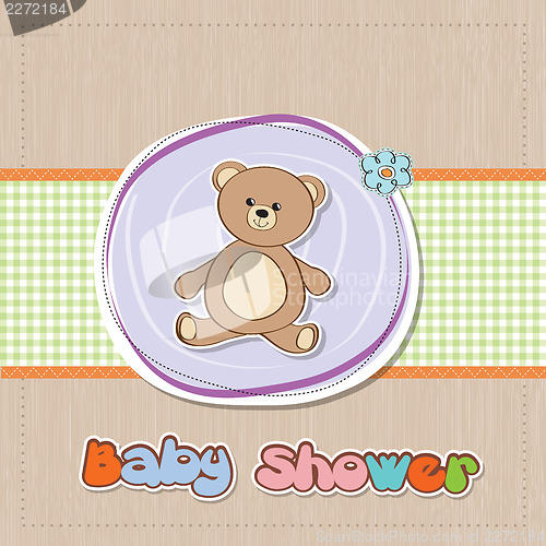 Image of baby shower card with teddy