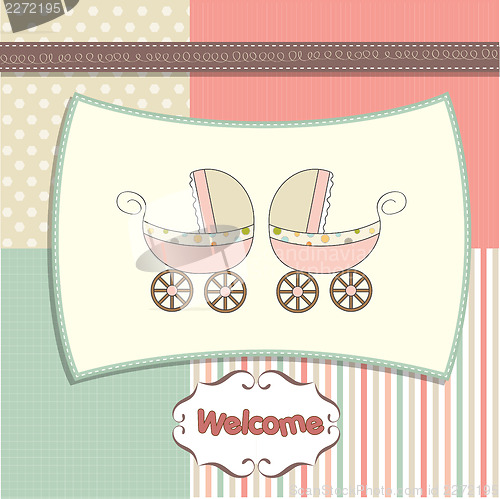 Image of delicate baby twins shower card