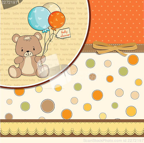 Image of baby shower card with cute teddy bear