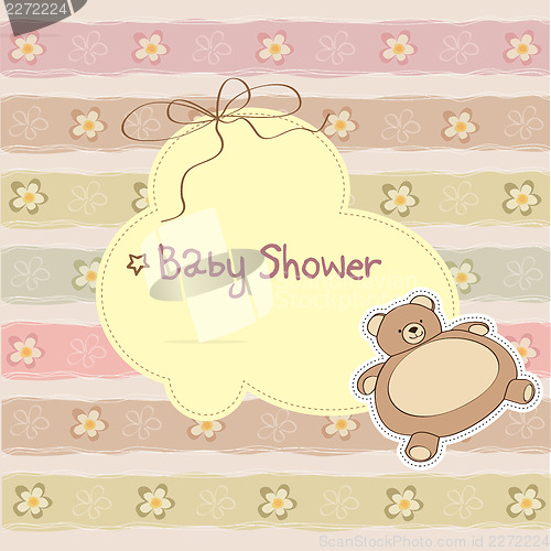 Image of baby shower card with teddy