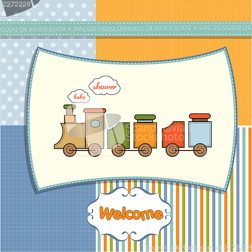 Image of baby  shower card with toy train