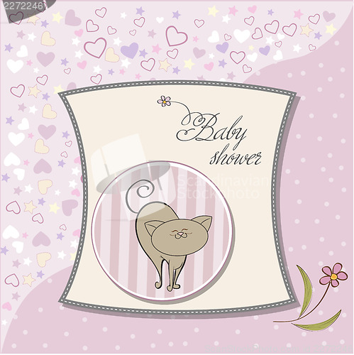 Image of new baby shower card with cat