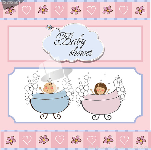 Image of baby twins shower card