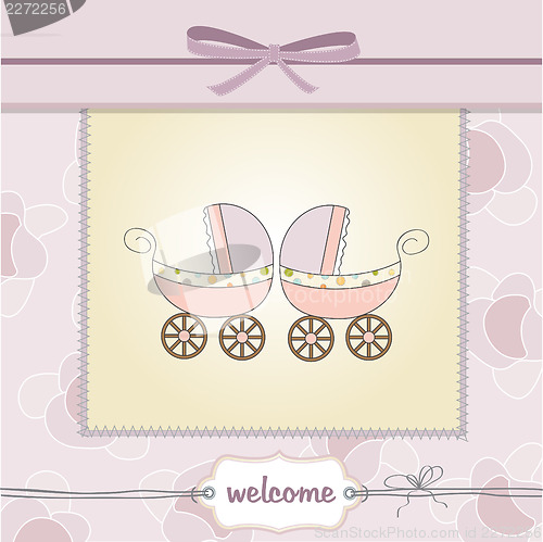 Image of delicate baby twins shower card