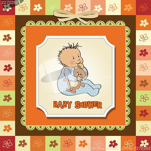 Image of baby announcement card with little boy