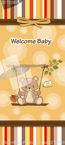 Image of baby greeting card with teddy bear