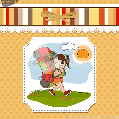 Image of Traveling tourist girl with backpack