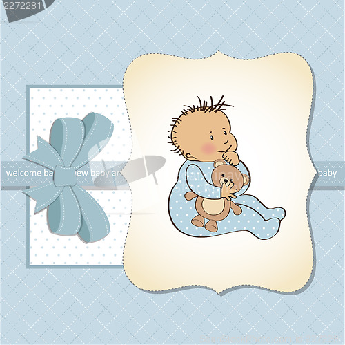 Image of baby announcement card with little boy