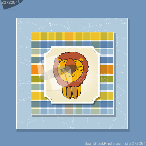 Image of childish baby shower card with cartoon lion
