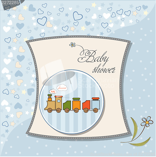 Image of baby  shower card with toy train