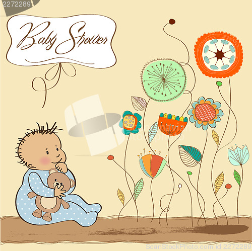 Image of baby announcement card with little boy