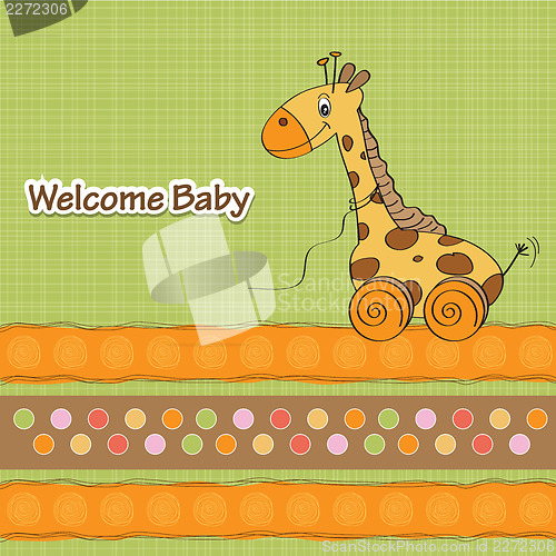 Image of Baby shower card with cute giraffe