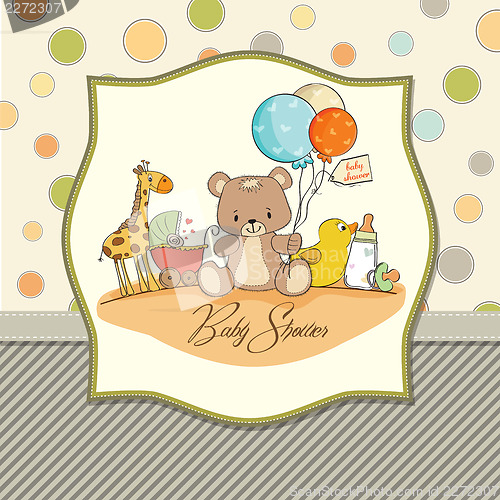 Image of baby shower card with toys