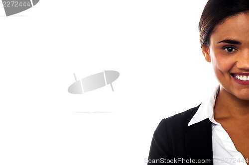 Image of Cropped image of smiling corporate lady
