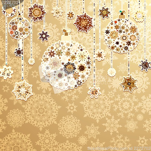 Image of Beige background with christmas balls. EPS 8