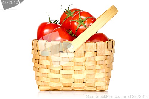 Image of Wicker basket full of tomatoes