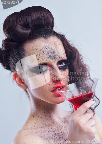 Image of Beautiful Woman with  Luxury Makeup