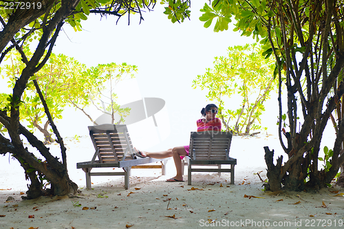 Image of happy woman at summer