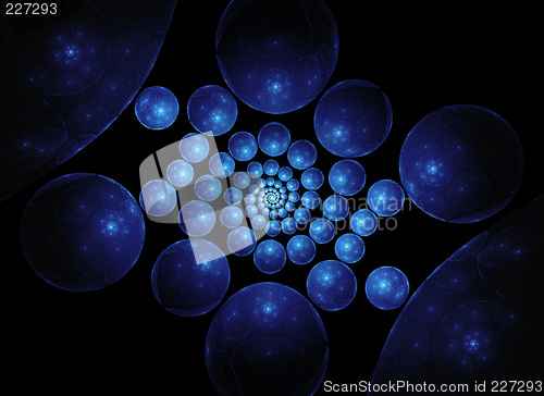 Image of Spiraling orbs, cpu rendered fractal image.