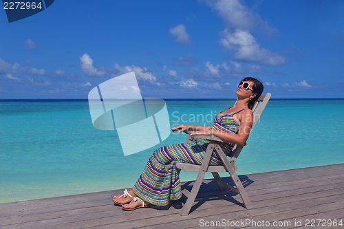 Image of happy woman at summer